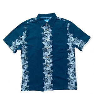 David‎ Taylor Resort Men’s Short Sleeve Shirt Blue Hawaiian Print Size Small